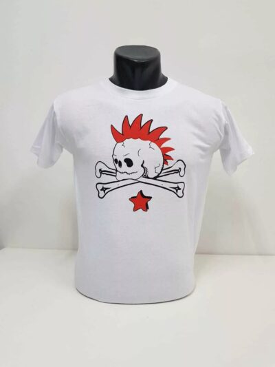Punk skull - White with Red Star - Kids' T-Shirt