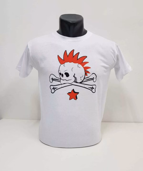Punk skull - White with Red Star - Kids' T-Shirt