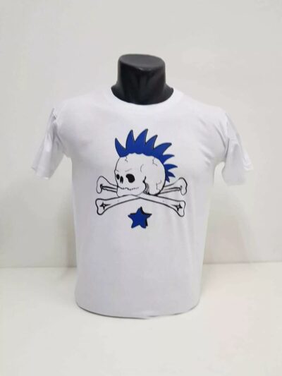 Punk skull - White with Blue Star - Kids' T-Shirt