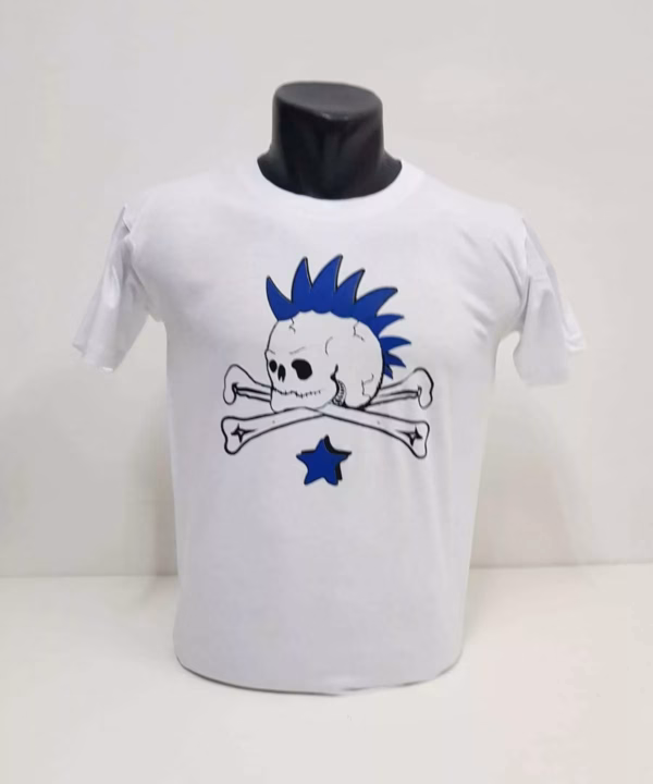 Punk skull - White with Blue Star - Kids' T-Shirt