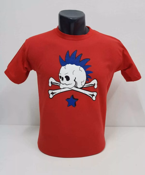 Punk skull - Red with Blue Star - Kids' T-Shirt