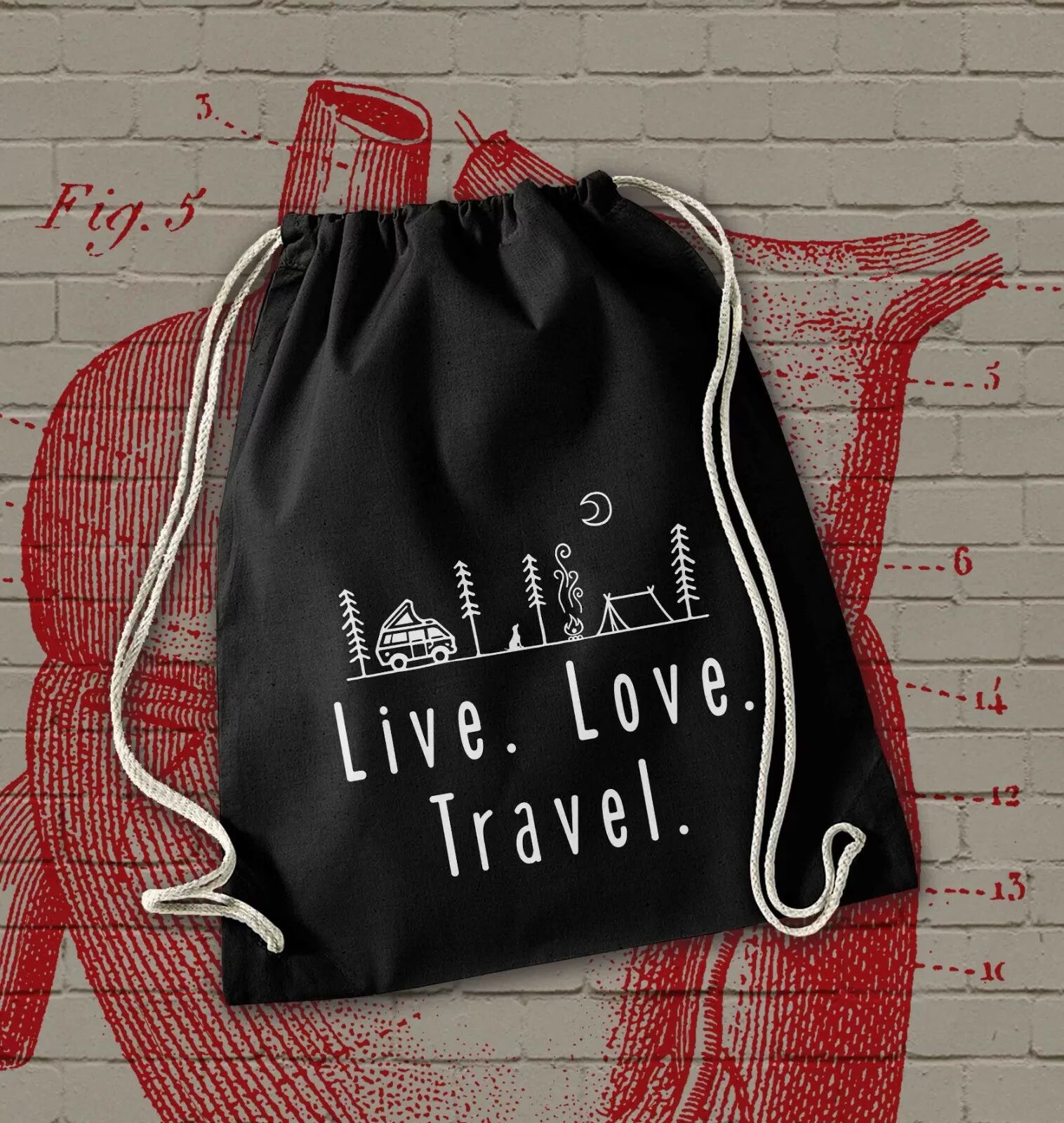 Ruksak Live.Love.Travel crni