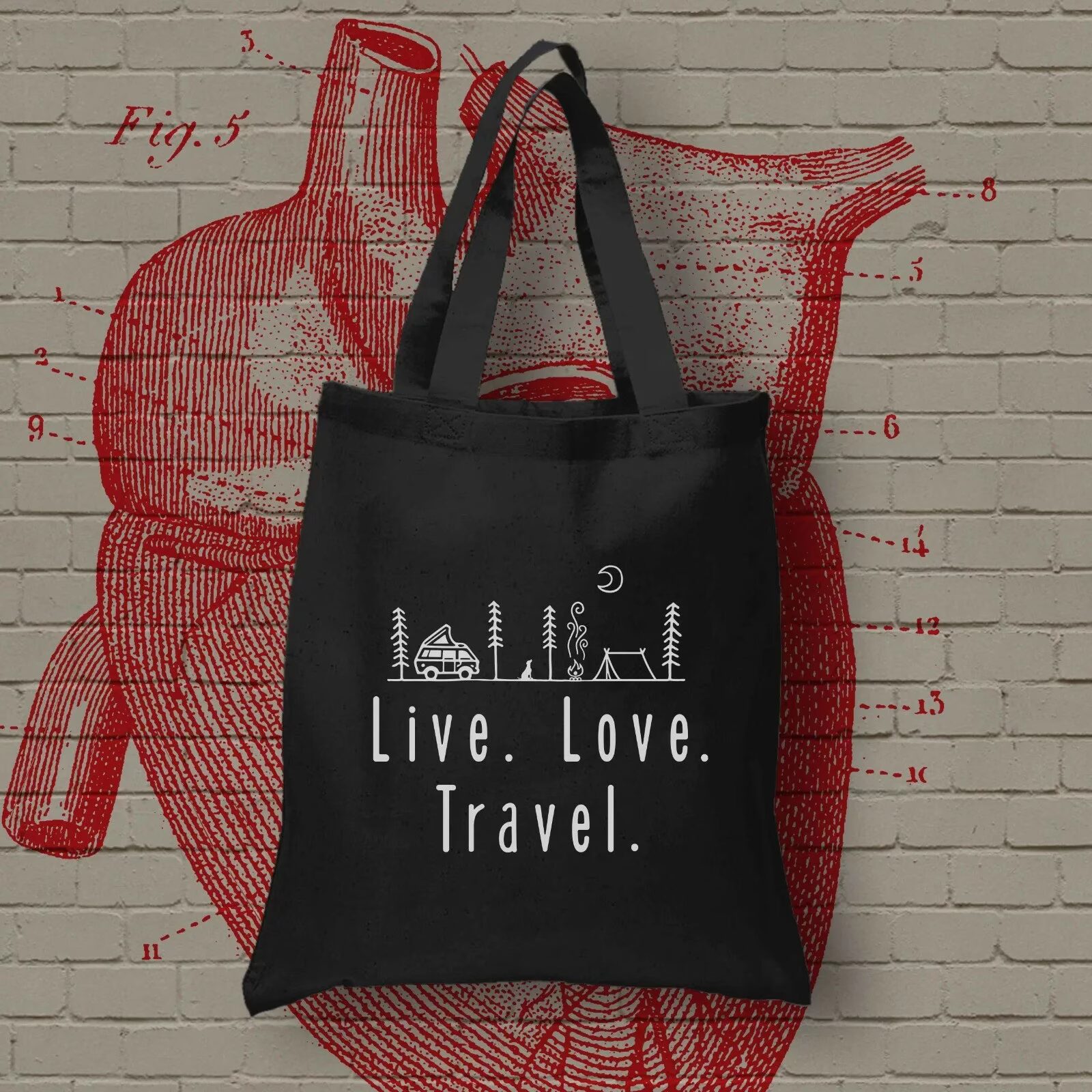 Torba Live.Love.Travel crna