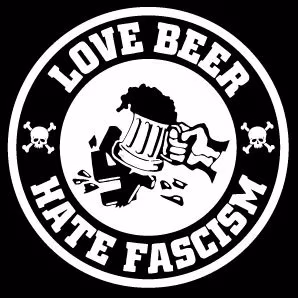 Love Beer Hate Fascism naljepnice