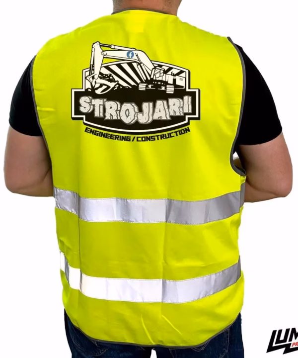 Strojari prsluk bijeli logo