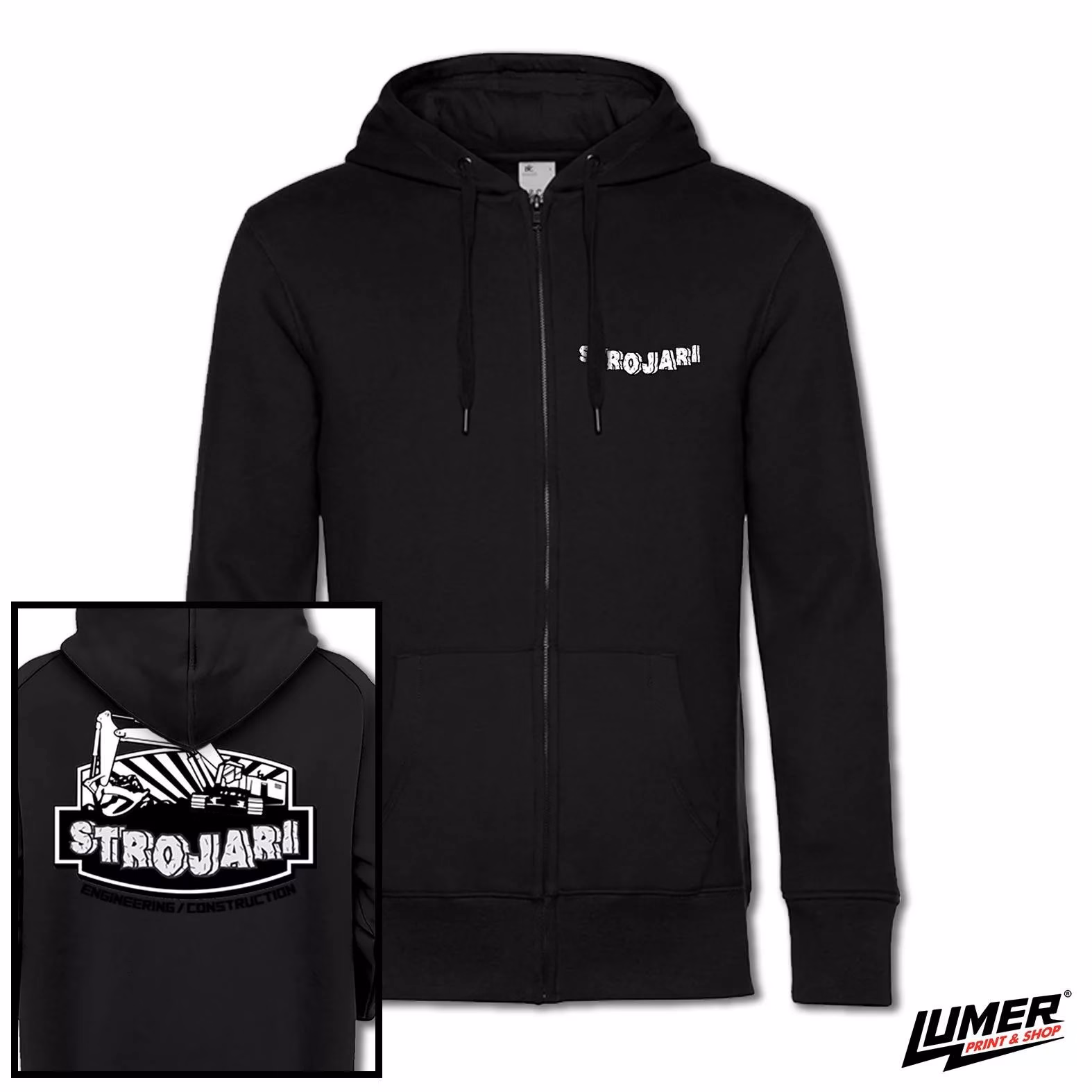 Strojari zip-up hoodica bijeli logo