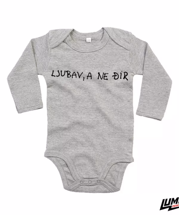 Body dugih rukava - Ljubav, a ne đir (sivi)