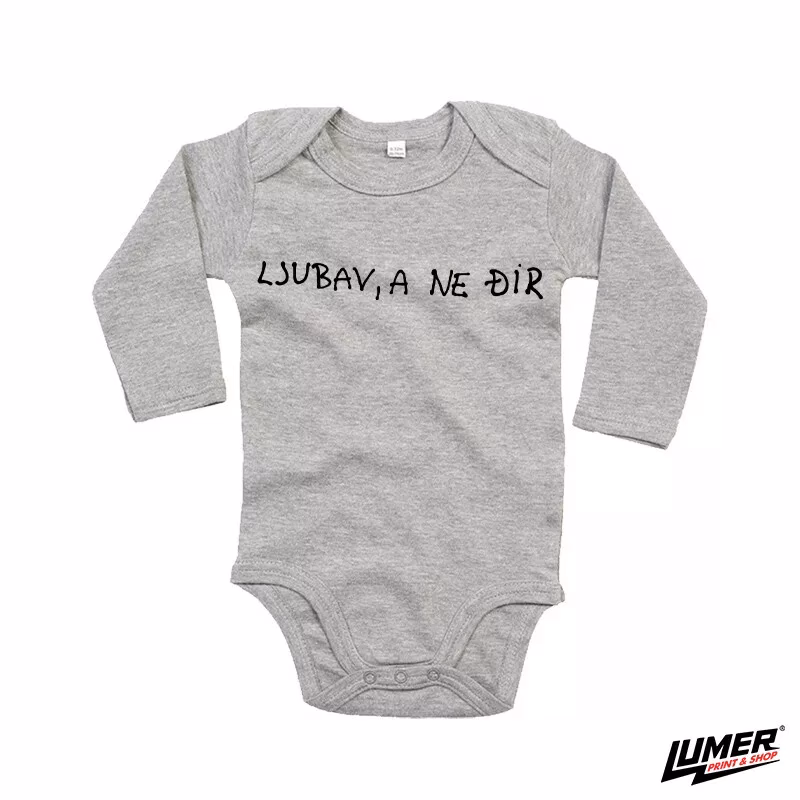 Body dugih rukava - Ljubav, a ne đir (sivi)