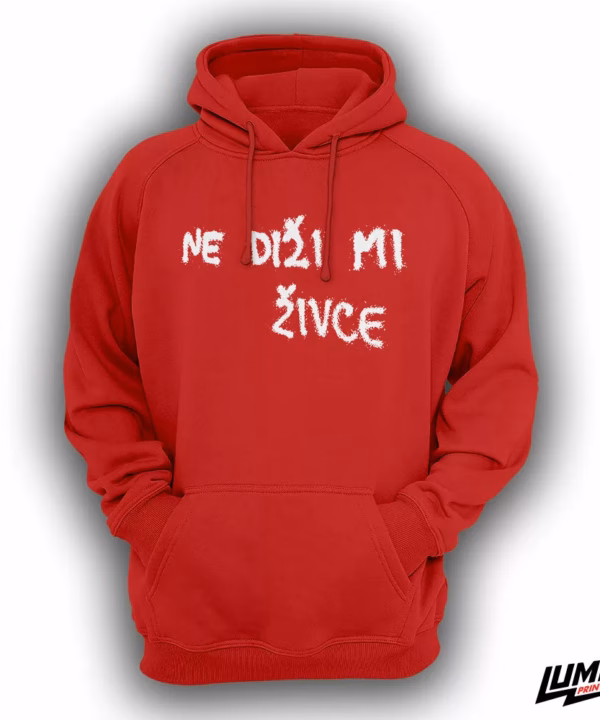 Ne diži mi živce soft red hoodie