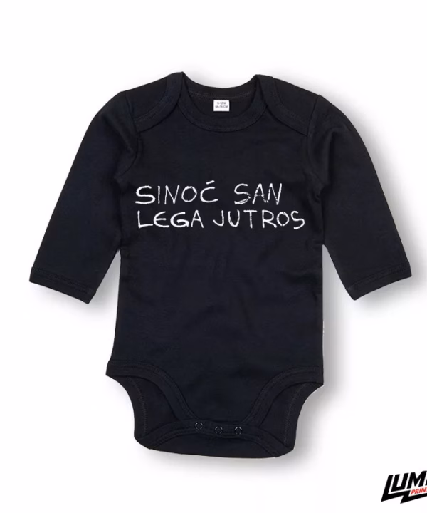 Body dugih rukava - Sinoć san lega jutros (crni)