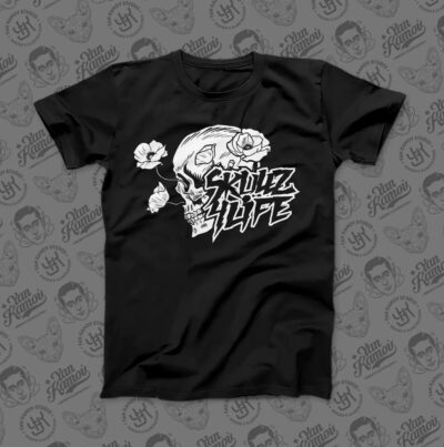 Skullz4Life - Skulls and Poppies black and white T-shirt