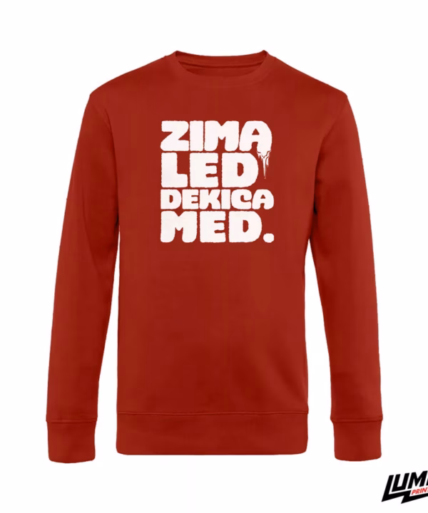 Zima led dekica med crvena sweatshirt