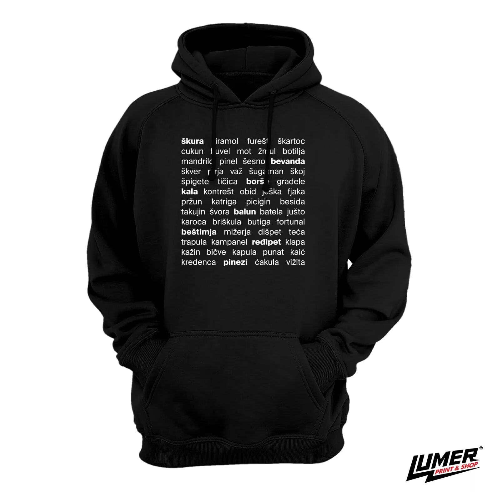Dalmatinske Riči Crni Hoodie