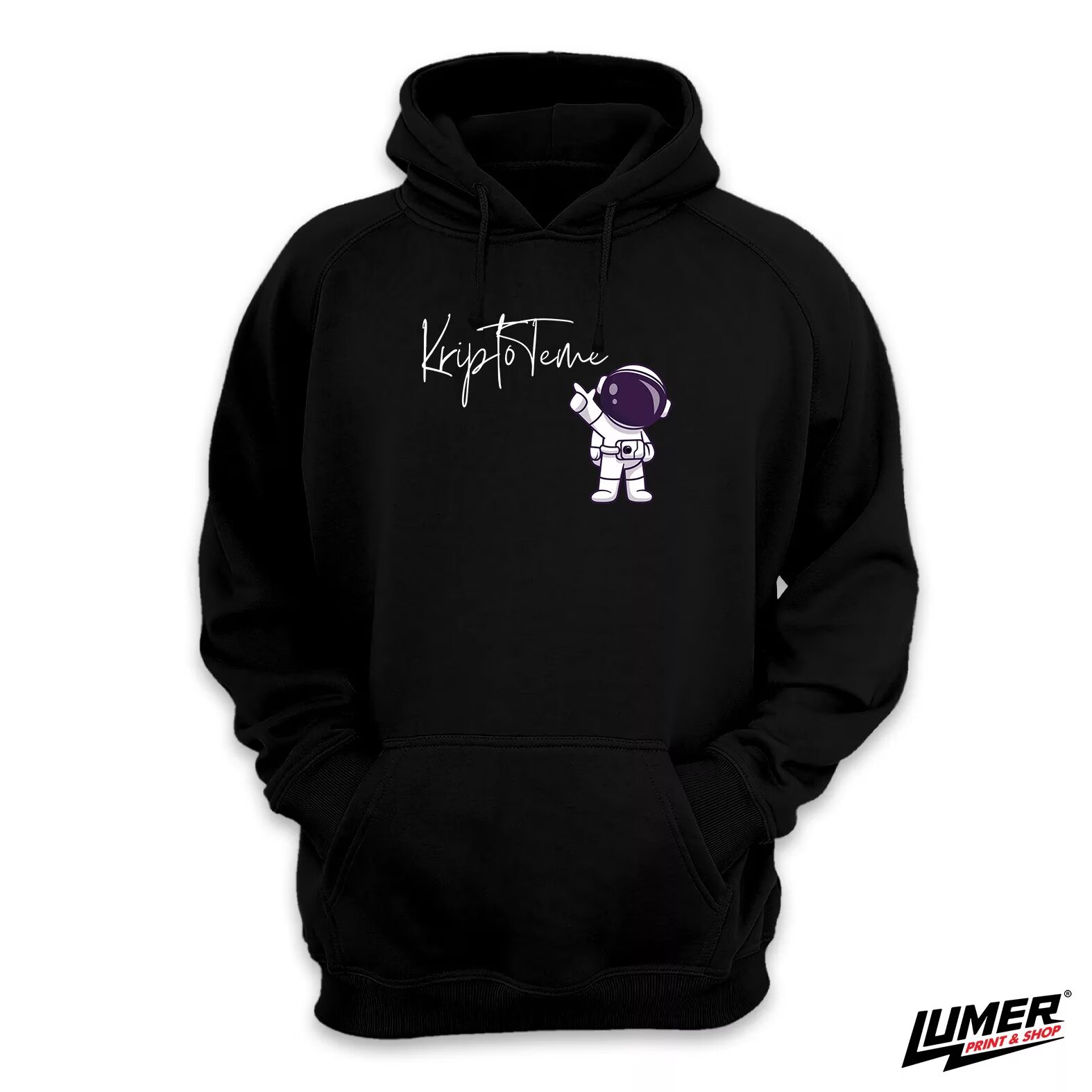 Kripto Teme Hoodie Astronaut Crna