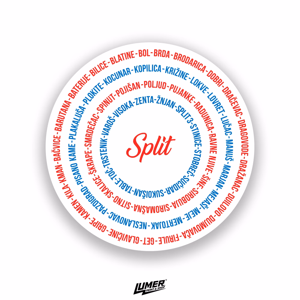 Splitski Kvartovi naljepnica crveno plava