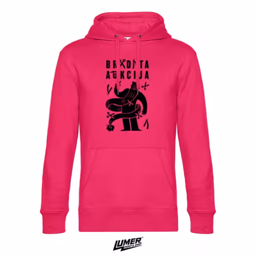Bradata Aukcija Magenta Pink Hoodie Crni logo