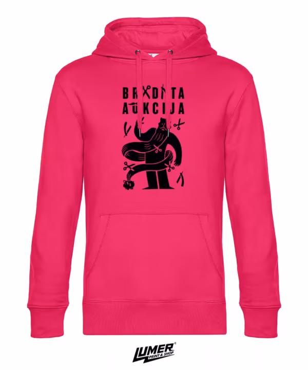 Bradata Aukcija Magenta Pink Hoodie Crni logo