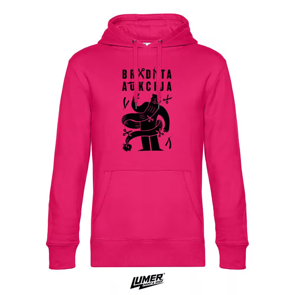 Bradata Aukcija Magenta Pink Hoodie Crni logo