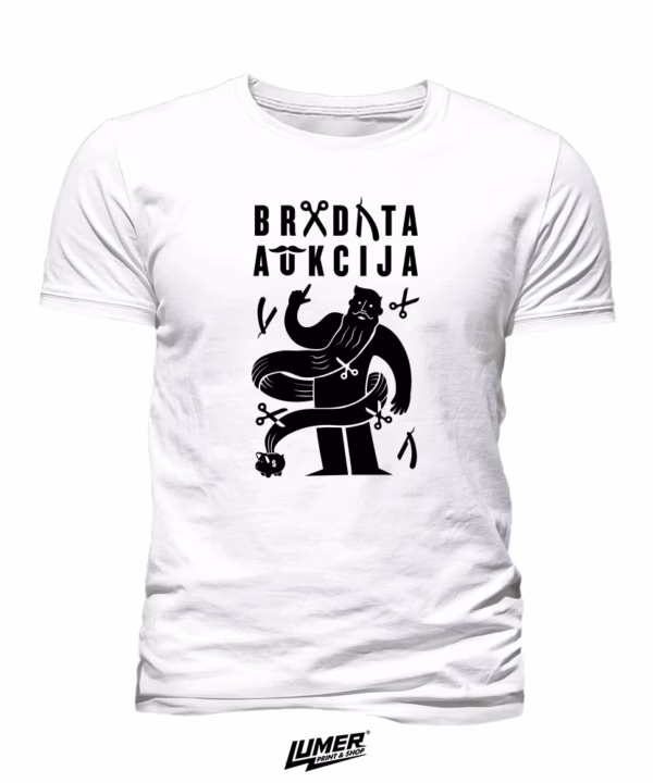 Bradata Aukcija Bijela sa crnim tiskom