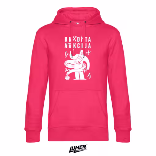 Bradata Aukcija Magenta Pink Hoodie Bijeli logo