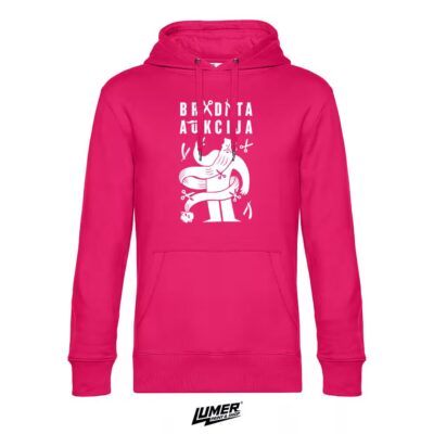 Bradata Aukcija Magenta Pink Hoodie Bijeli logo