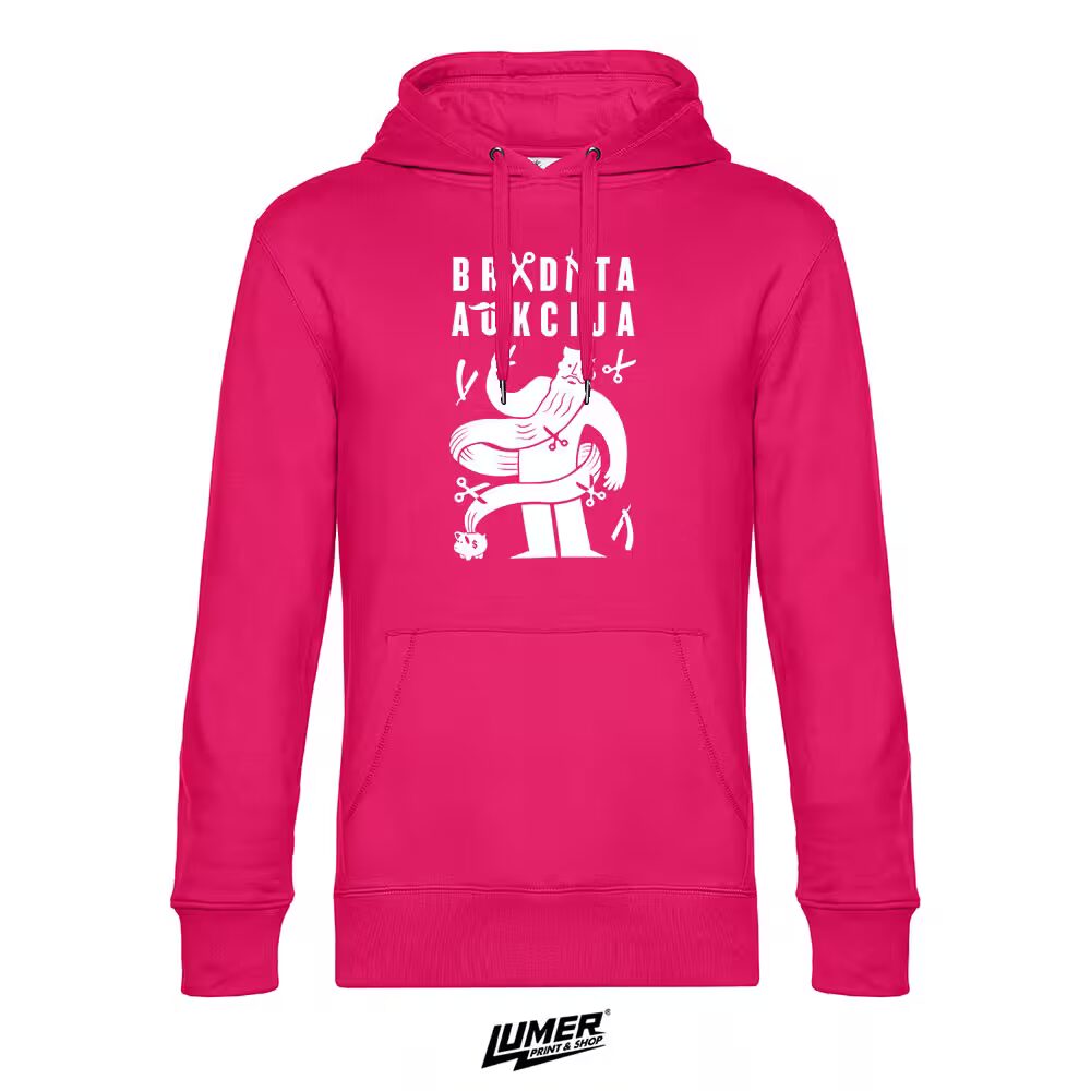 Bradata Aukcija Magenta Pink Hoodie Bijeli logo