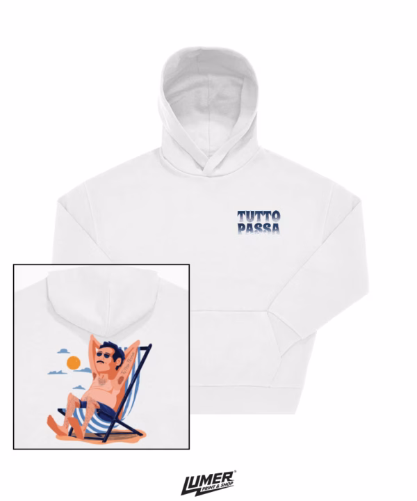 Tutto Passa Oversized Hoodie Bijela