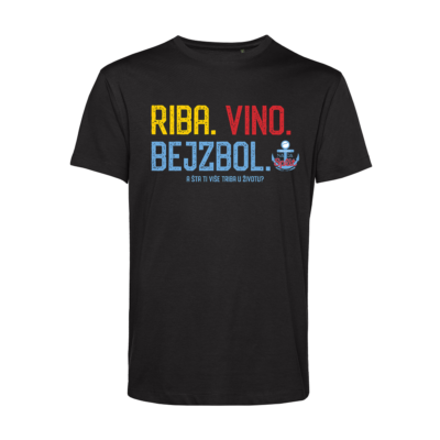 Riba Vino Bejzbol - Crna Majica