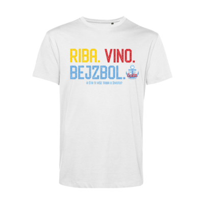 Riba Vino Bejzbol - Bijela Majica